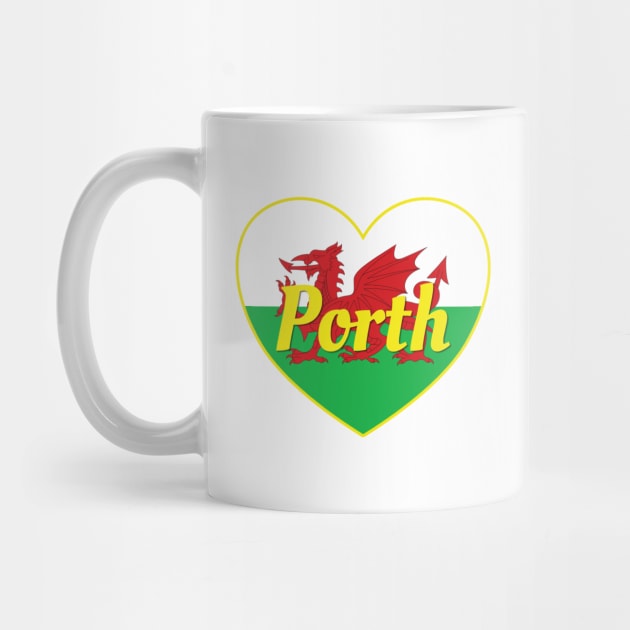 Porth Wales UK Wales Flag Heart by DPattonPD